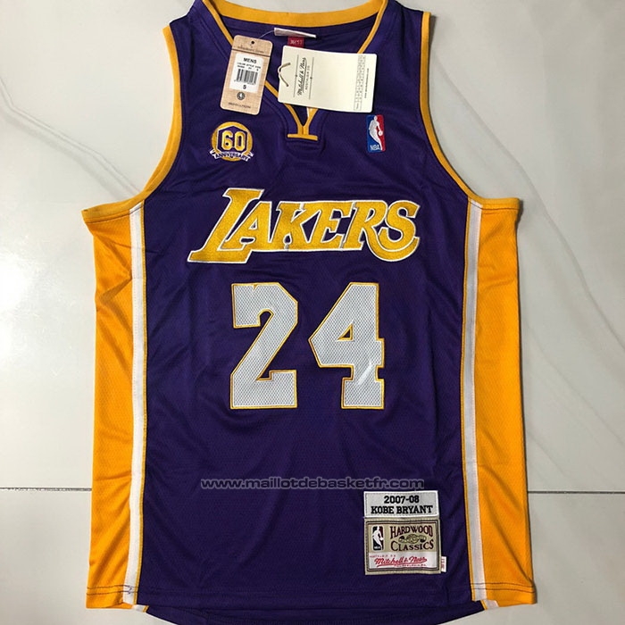 Maillot Los Angeles Lakers Kobe Bryant #24 60th Anniversary Mitchell & Ness 2007-08 Volet